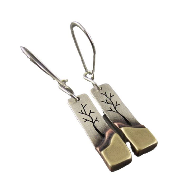 Simple Retro Lucky Tree River Pendant Earrings view 3