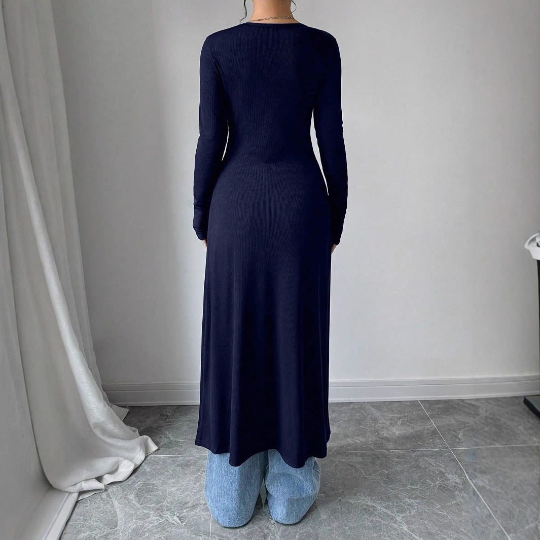 European And American Solid Color Long Button Cardigan Slim Fit Slimming Top Women view 5