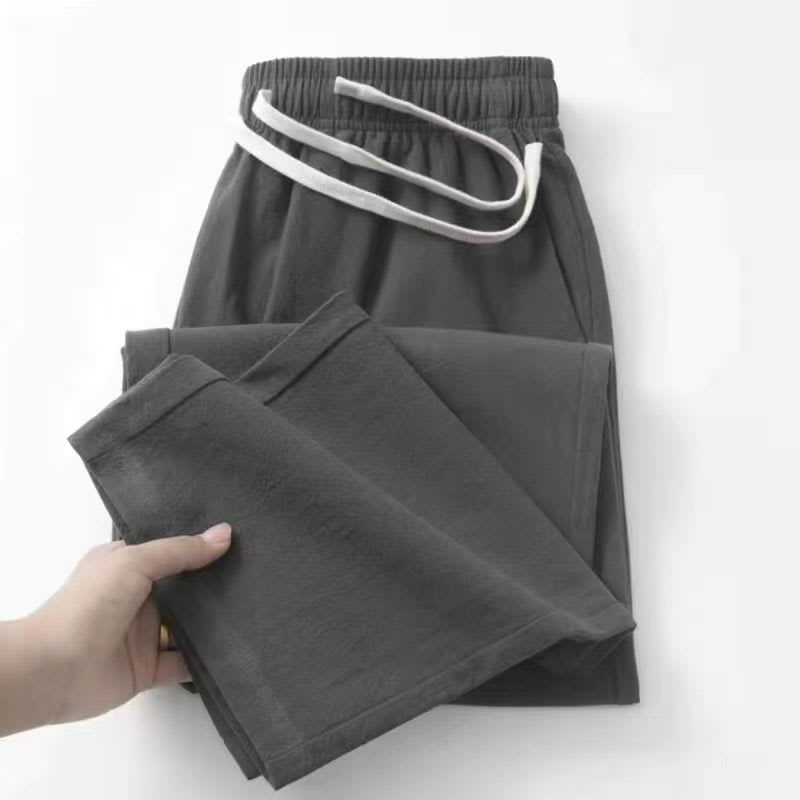 Men's Loose Straight Casual Ramie Trousers view 7