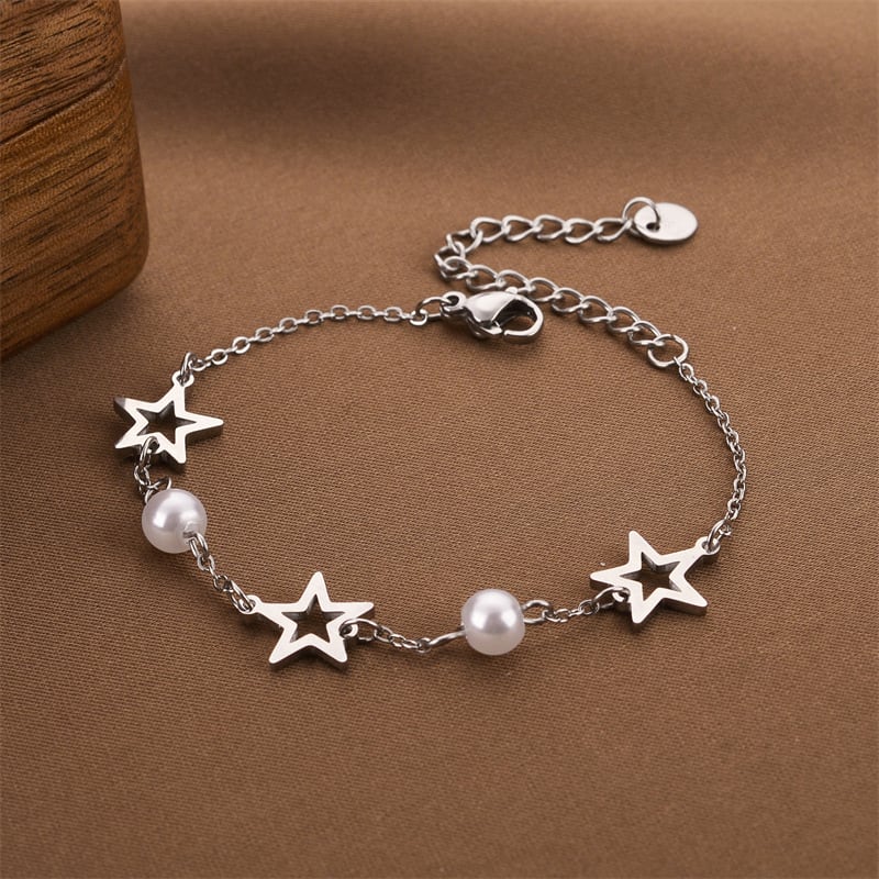 Xingyue Zircon Pearl Titanium Steel Bracelet Female Niche view 4