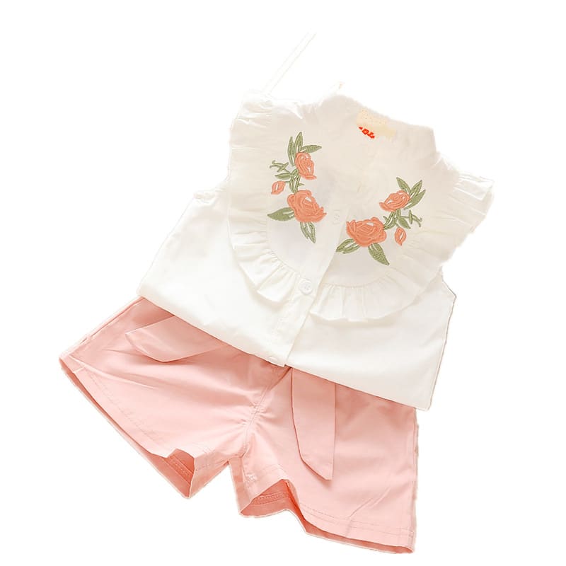 Girls Trendy Shorts Sleeveless Two-piece Suit view 5