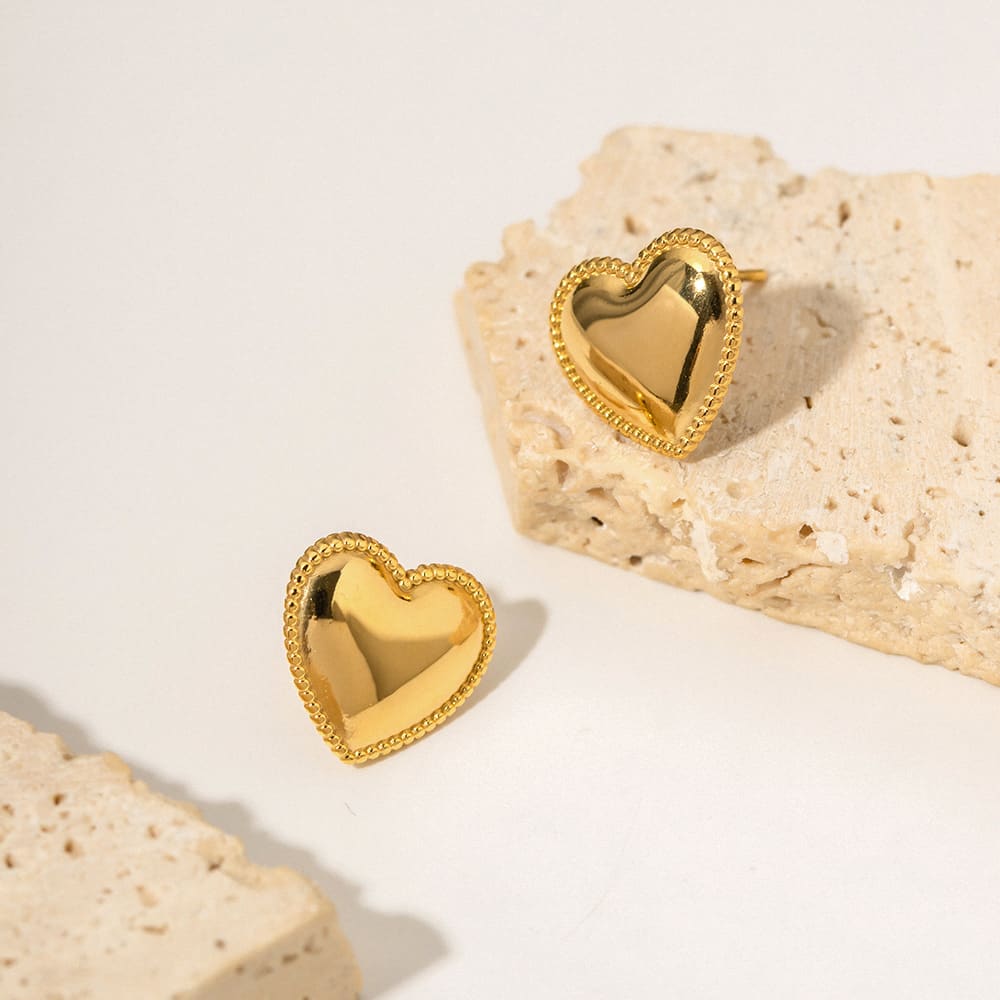 Ruth Heart Gold Earrings view 3