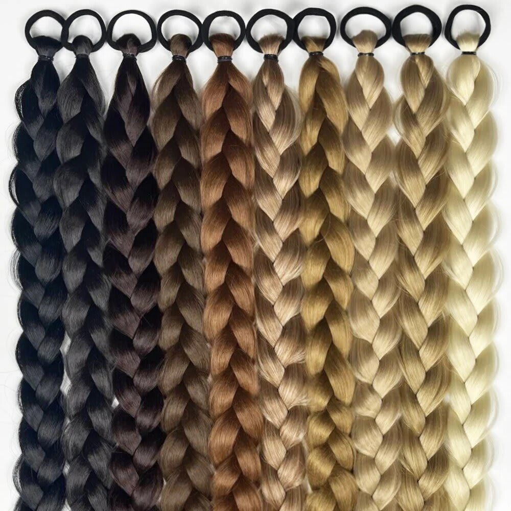 24-inch Women's Braid Hair Ring Horse Tail Strip Rubber Band Horse Tail view 8