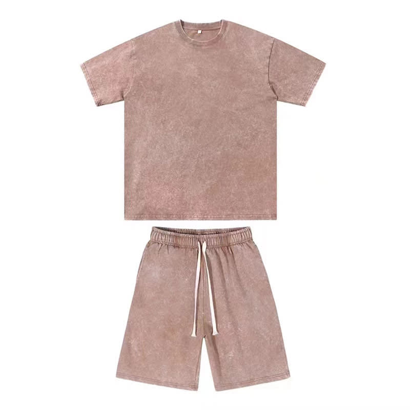Women's Round Neck Loose Shoulder Short Sleeve Shorts Suit view 4