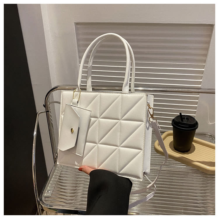 Fashion Plaid Shoulder With Small Wallet Simple Elegant Portable Square Tots Women's Handbag view 2
