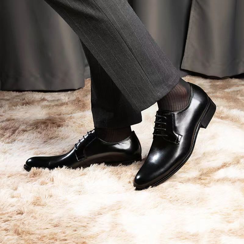 Men's Leather Shoes Breathable Lace Up Hand-rub Color view 5