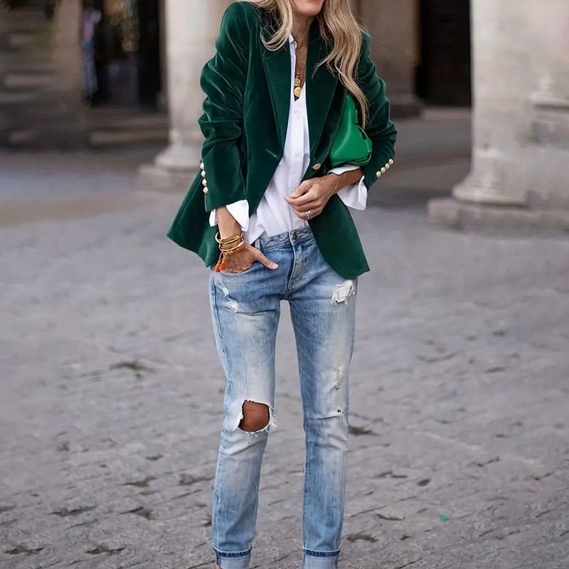 Velvet Lapel Casual Suit Business Fashion Slim Single-breasted Jacket Outwear Clothing For Women view 15