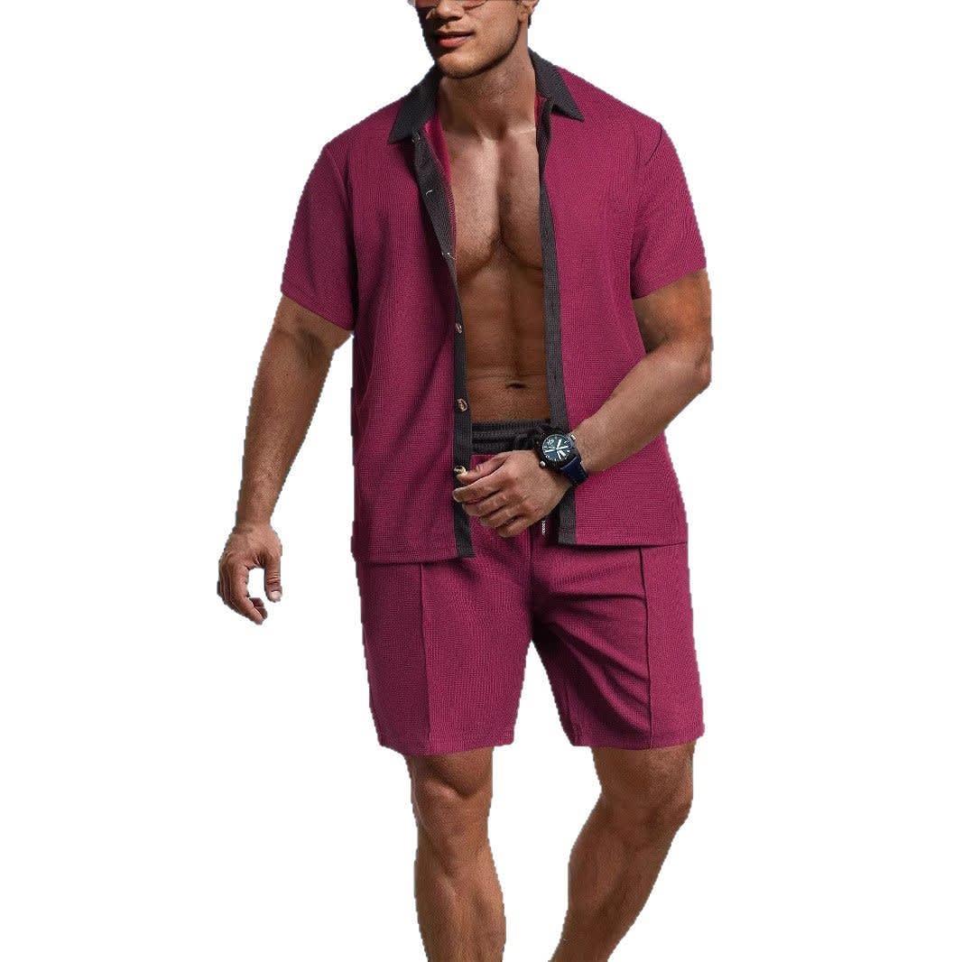 Men's Casual Vacation Shirt And Shorts Two-piece Suit view 2