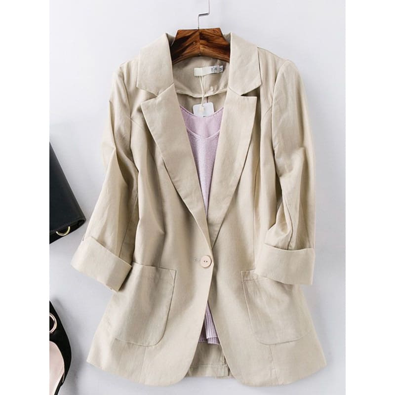 Omen's Springsummer Thin Fashion Slim Fit Sub-suit Cropped Sleeve Short Top view 2