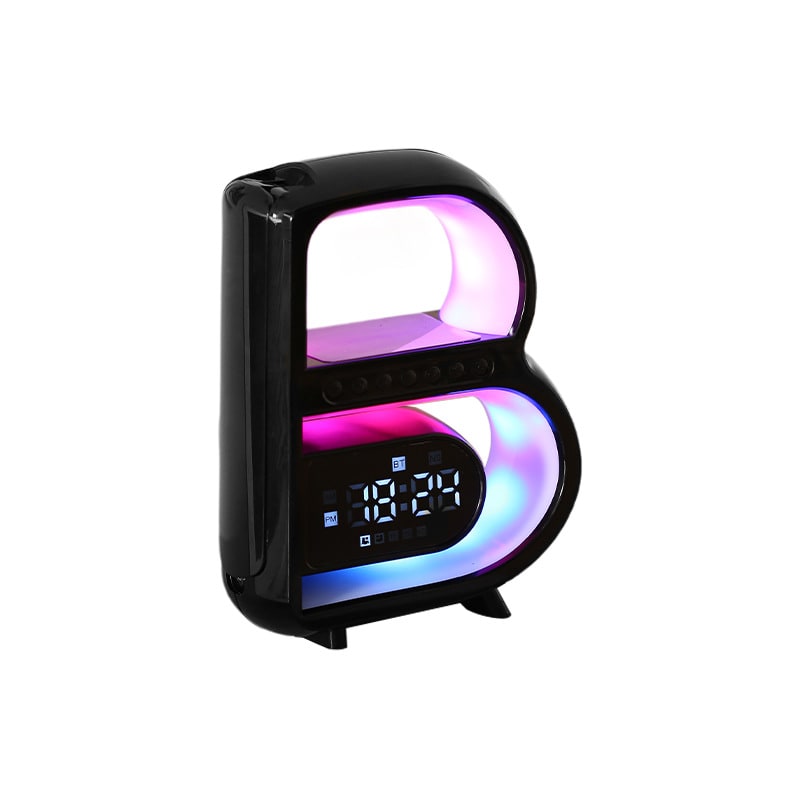 New B-Shaped Blutooth Speaker Multifunctional Smart Music Rhythm Lighting Phone Wireless Charger TF Card AUX Input Standard Mode view 6