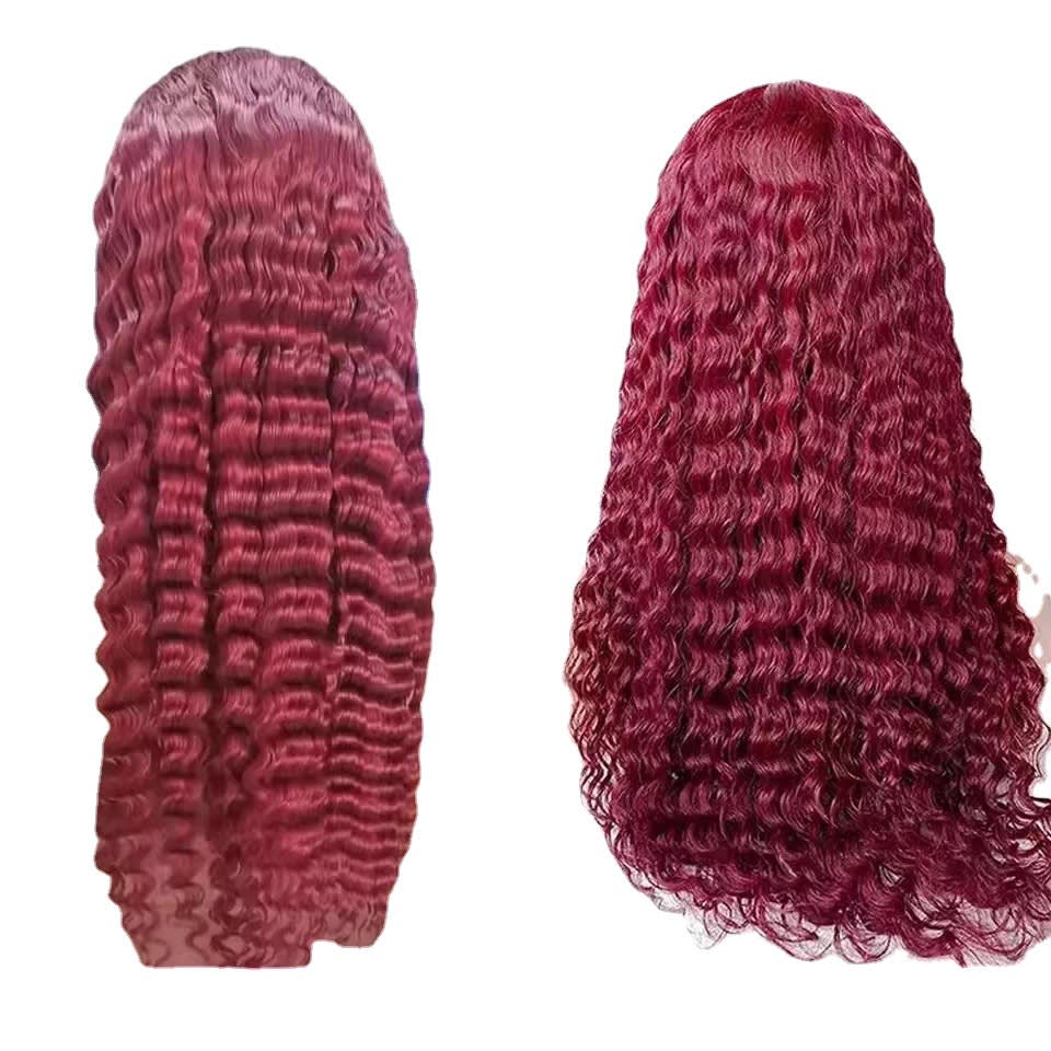 Creative And Versatile Wine Red Long Front Lace Wig view 9