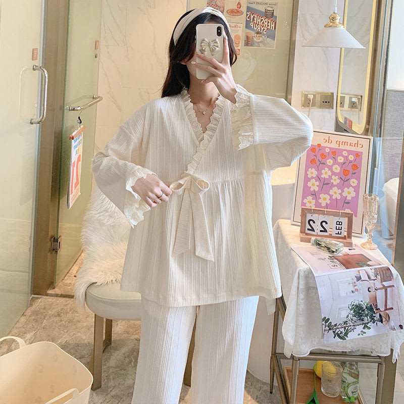 Women's Fashion Home Wear Suit Age-reducing Sweet Lace Two-piece Set view 8