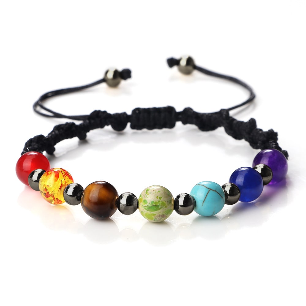 Colorful Stone Beads Bracelet Yoga Woven Hand Strap view 10