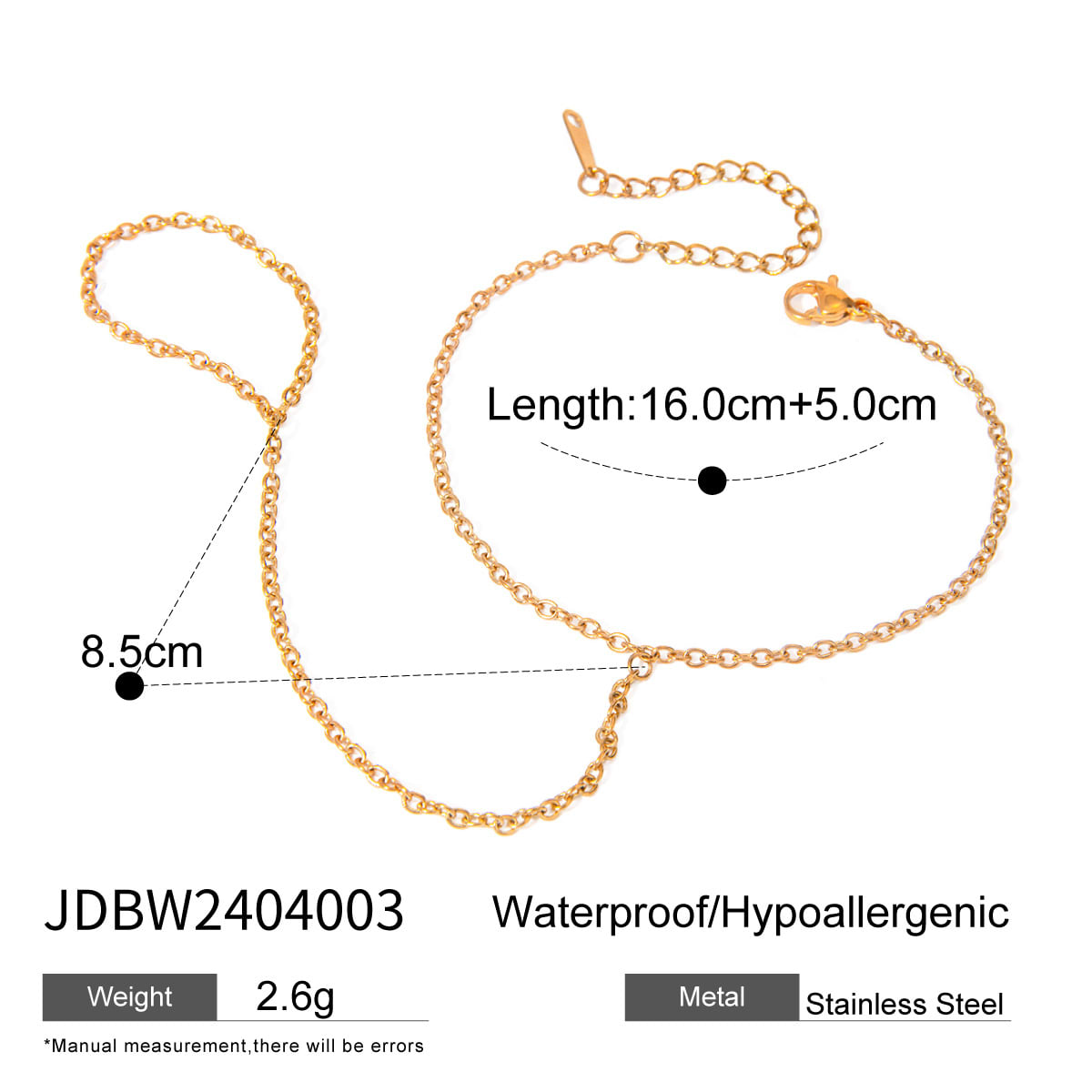 Trendy Simple Exquisite 18K Gold Stainless Steel Bracelet view 8