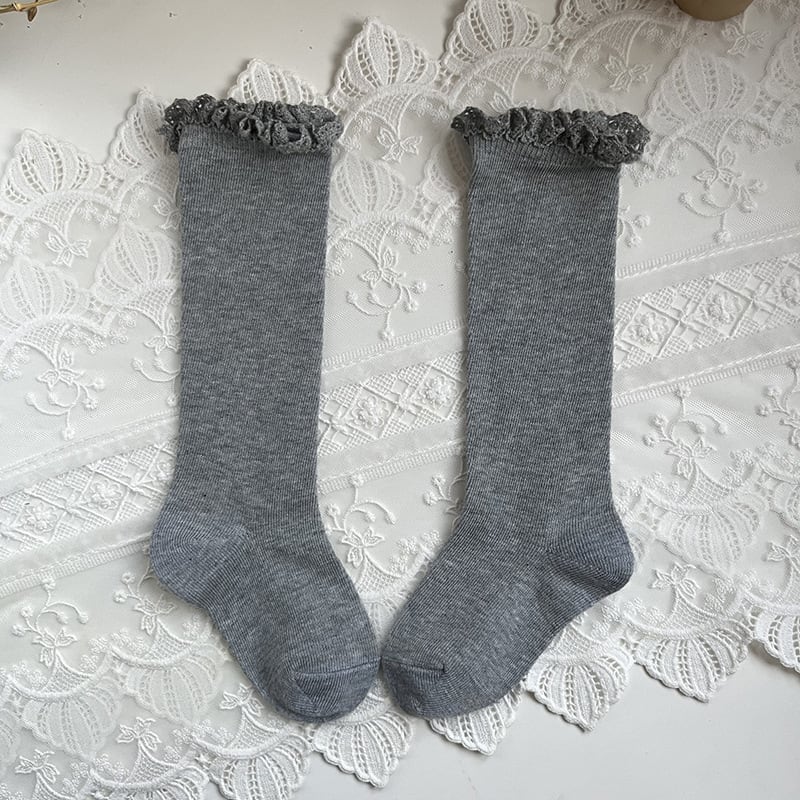 Mid-calf Lace Combed Cotton Baby Socks view 19