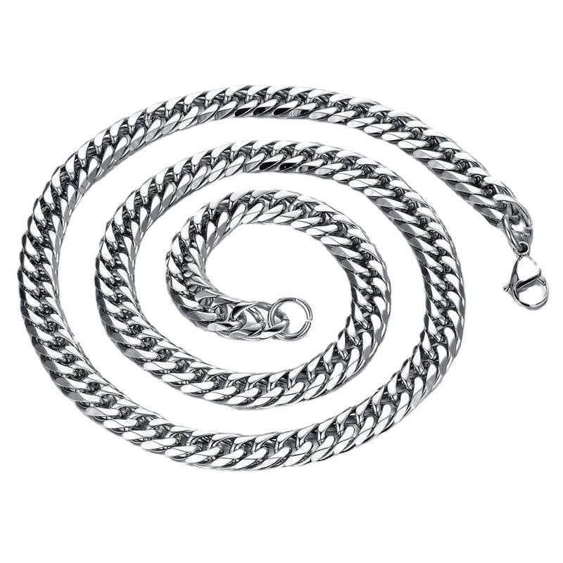 Stainless Steel Necklace Six-sided Grinding Cuban Link Chain Personality Simple Sweater Chain