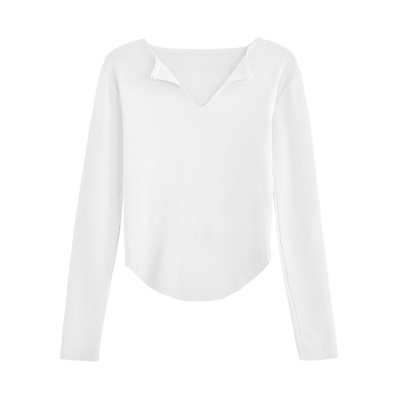 Fall V-neck Knitwear Women's Design Sense Niche Long-sleeved Top view 5