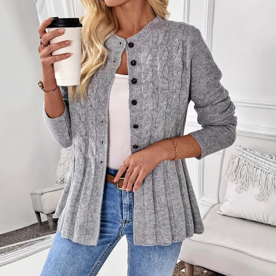 Women's Single-breasted Casual Long-sleeved Knitted Cardigan view 1
