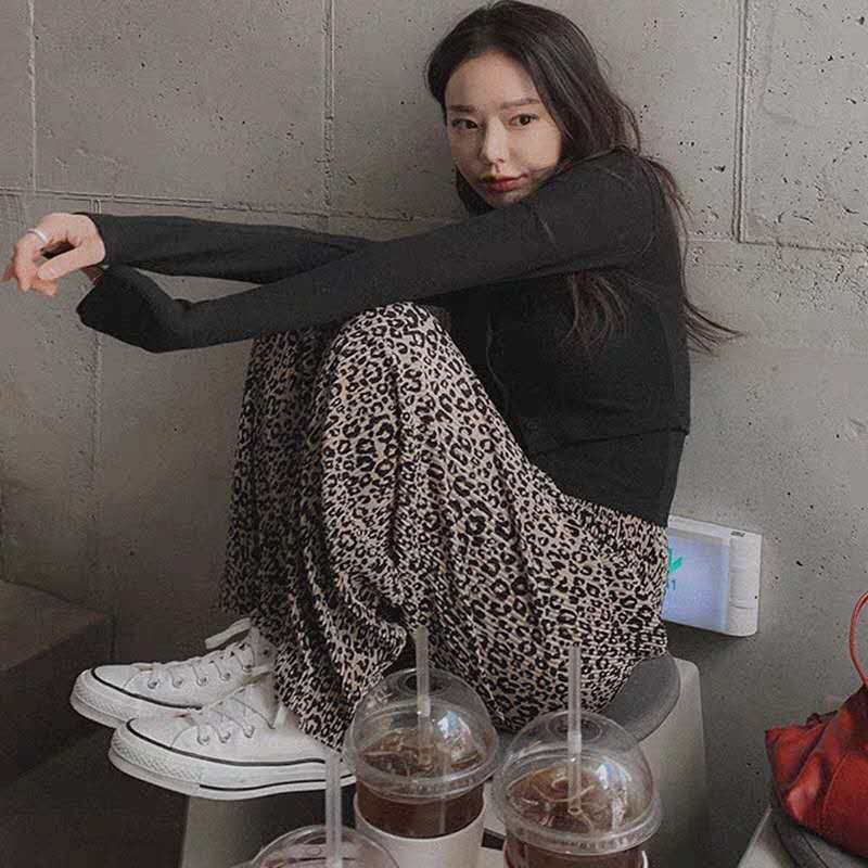 Summer Chiffon Leopard Print Loose Plus Size Casual Wide-leg Pants view 19