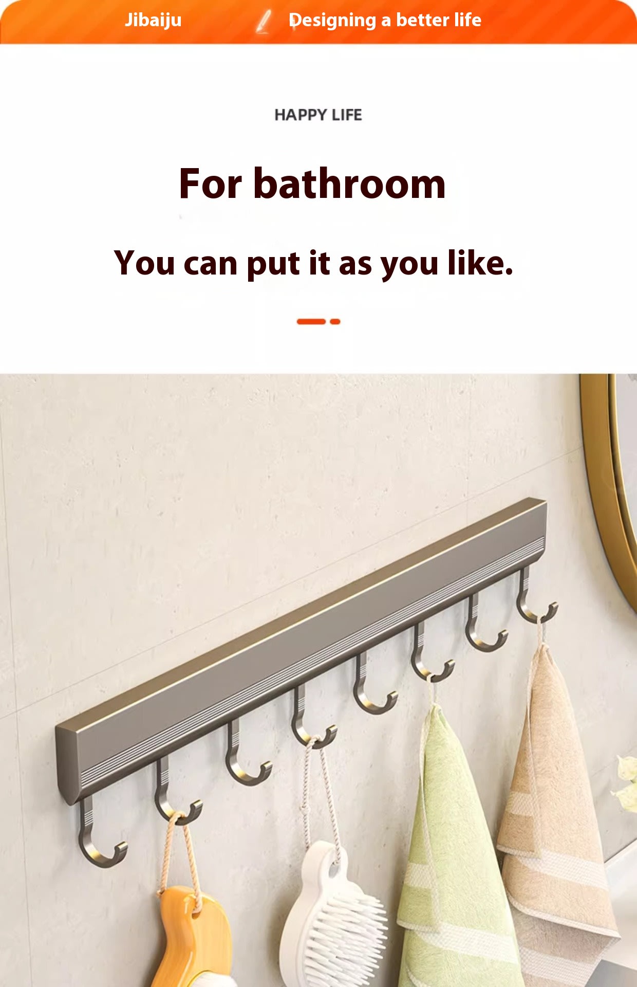 Factory Supply Kitchen Hook Rack Punch-free Wall-mounted Rack Aerospace Aluminum view 3