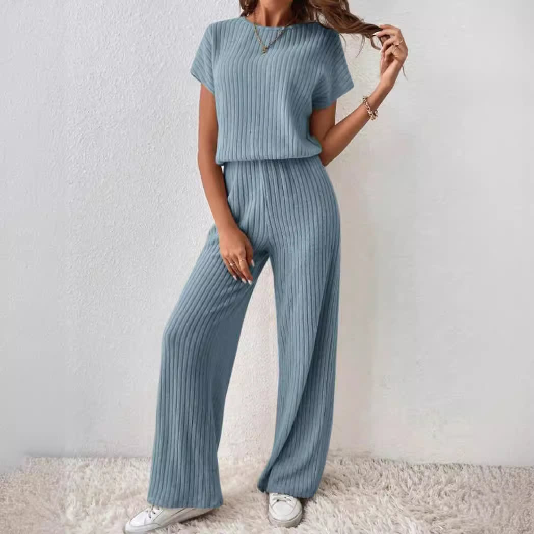 Women's Knitted Loose Wide-leg Pants Two-piece Suit view 11