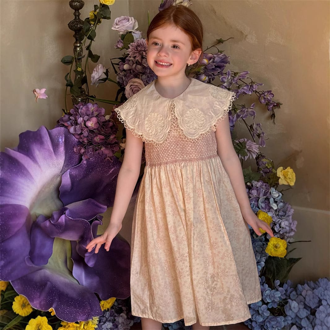 New Summer Girls' Lapel Sleeveless Floral Dress view 3