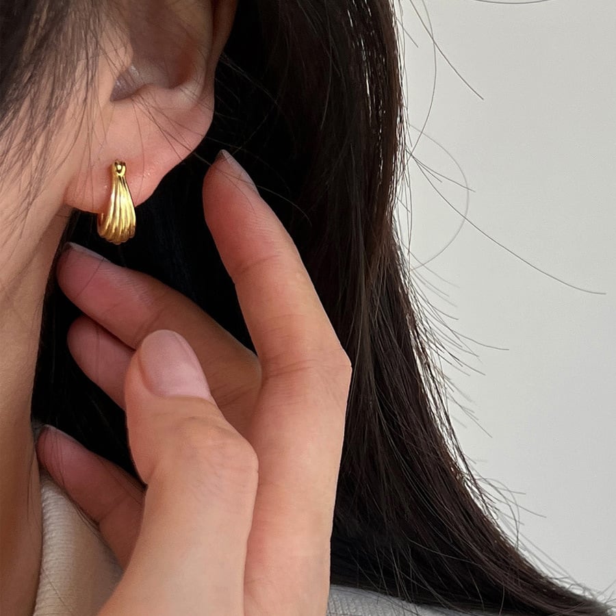 Simple Argent Pur Grain Earrings For Women view 2