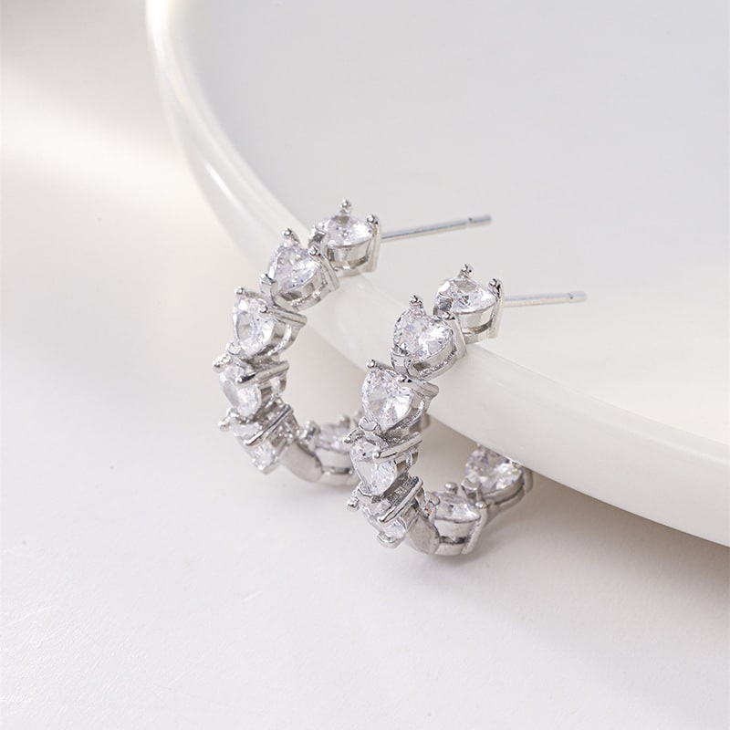 Ornament Simple Rhinestone Ear Clip Design C- Ring Earrings view 4