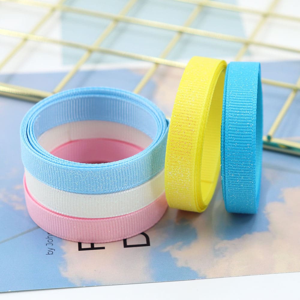 Sprinkle Colorful Glittering Powder Scene Decoration Gift Packaging Ribbed Band Silk Ribbon Webbing view 4