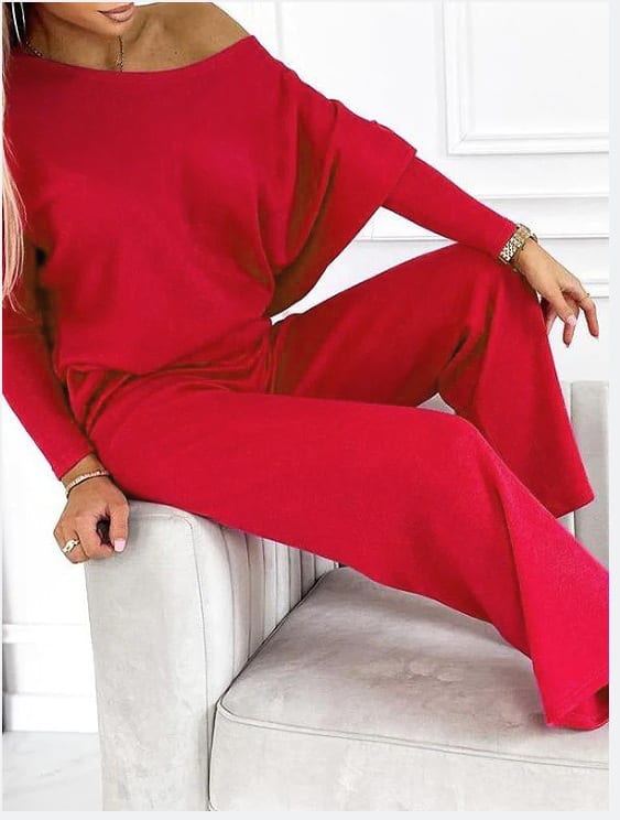 Solid Color Fashion Casual Slant Shoulder Sports Trousers Long-sleeved Suit view 6