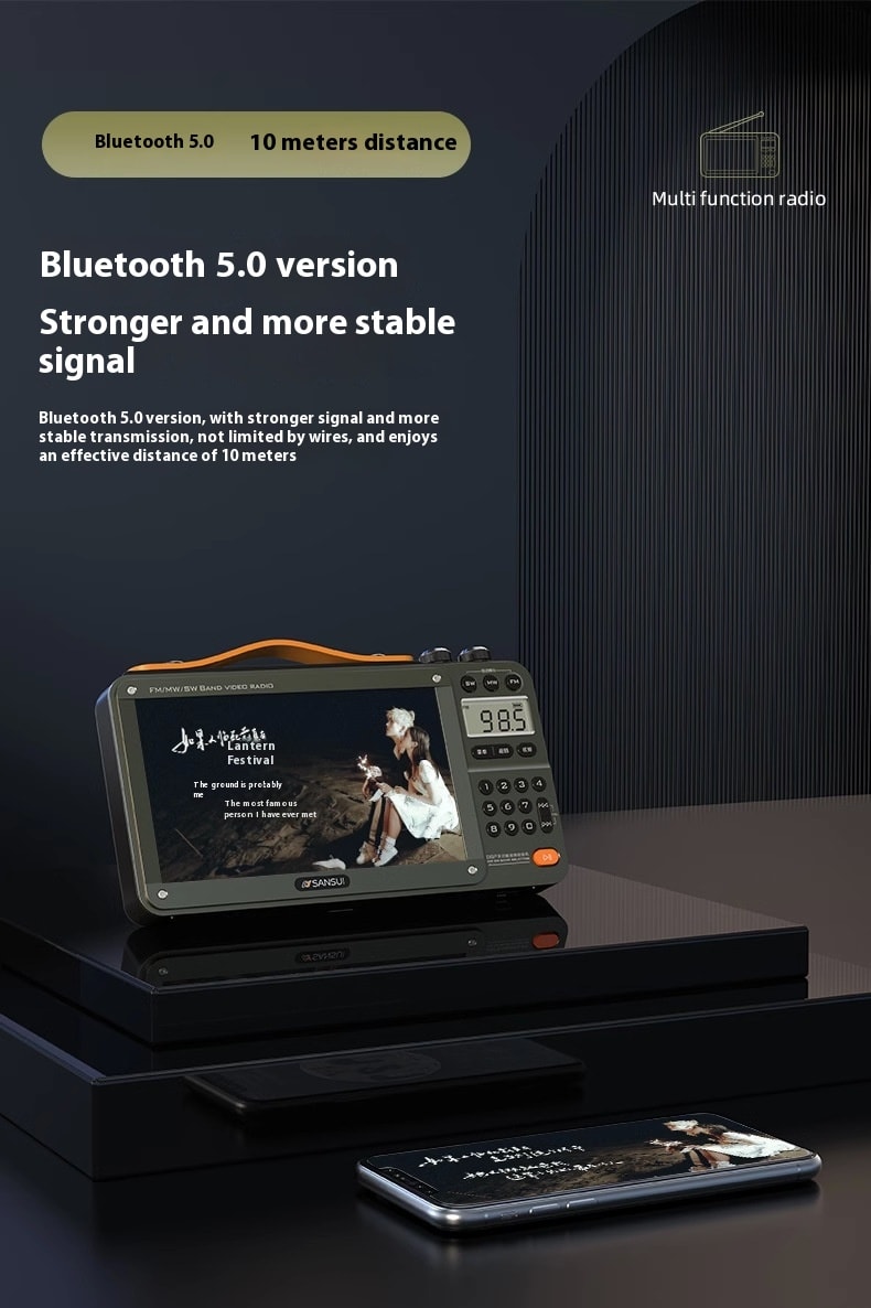 Home Elderly Radio Full Band Bluetooth Speaker HD Video Player view 6