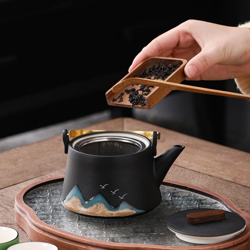 Cultural Creative China-chic Handle Pot Tea Set Cups Camp view 7