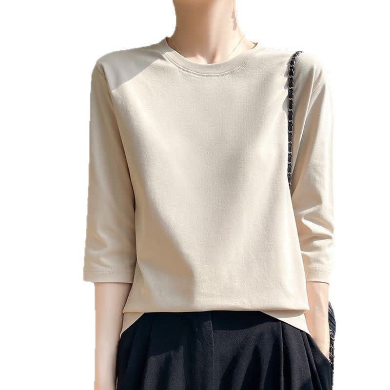 Mid-sleeve Bottoming Shirt Outer Wear Half-sleeve T-shirt Top view 8