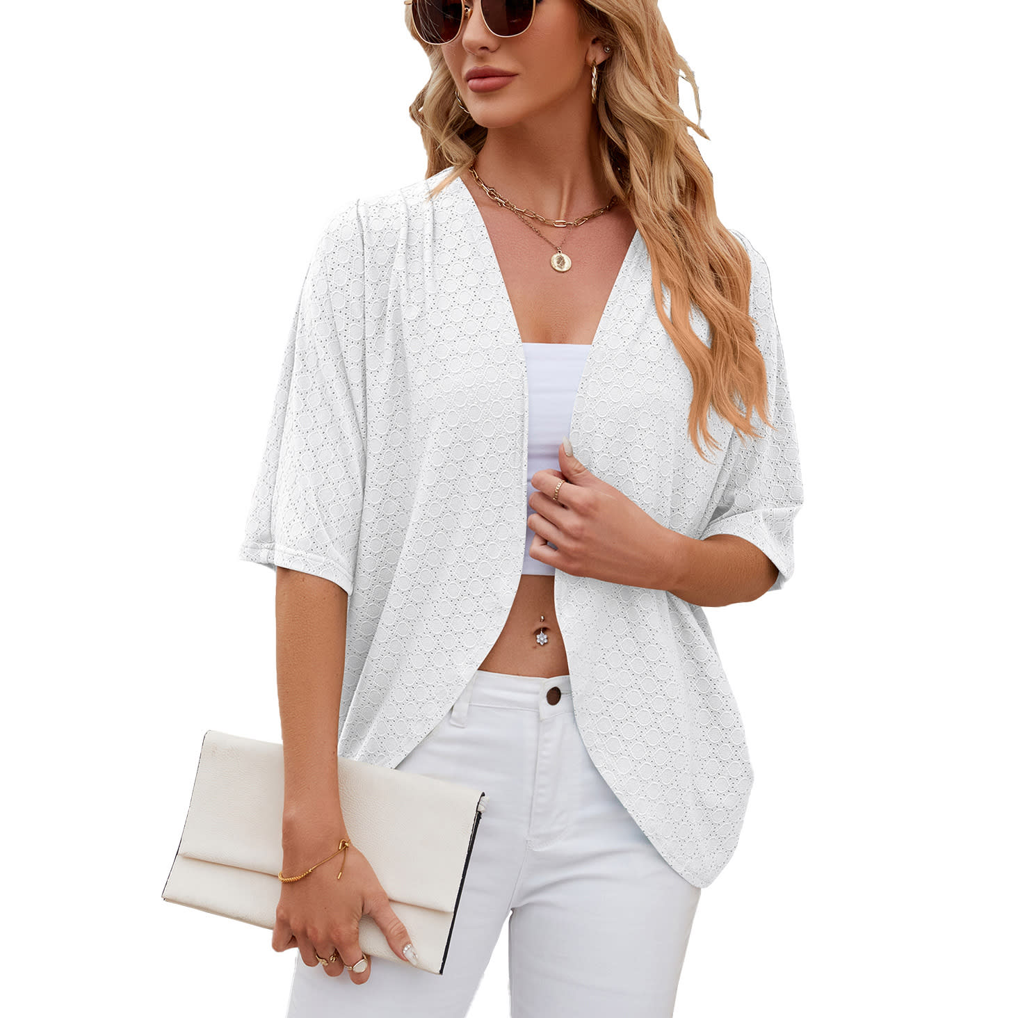 Half Sleeves Cardigan Knitted Cardigan Coat Office Cardigan view 9