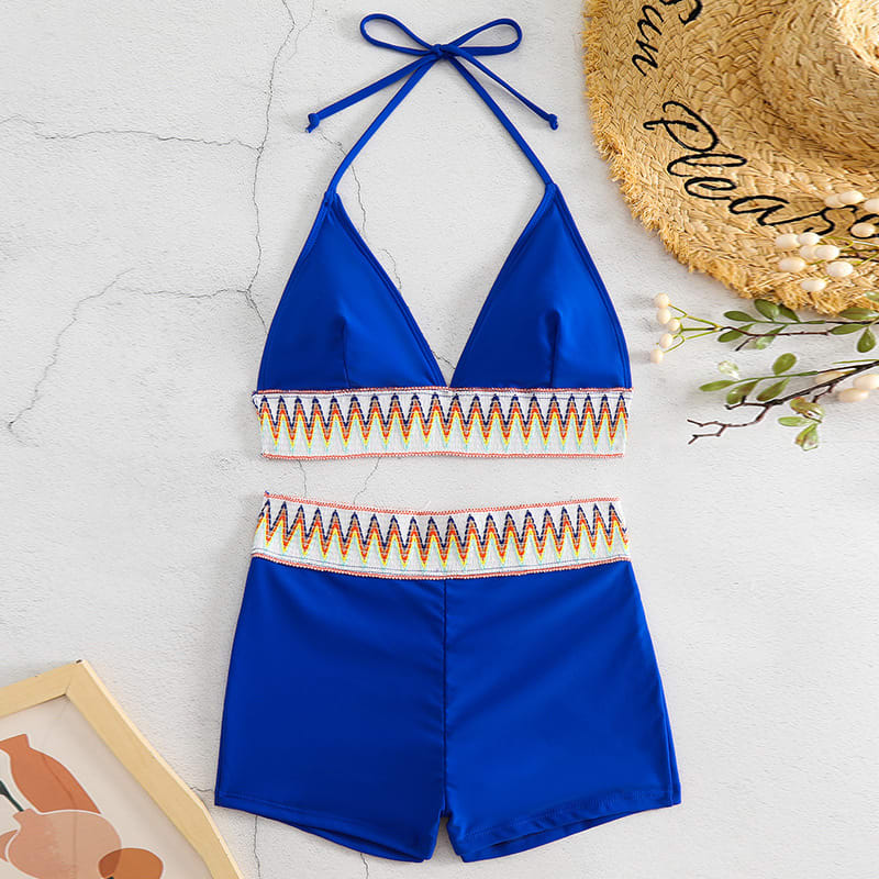 New Women's High Waist Pure Color Boxers Split Swimsuit view 5