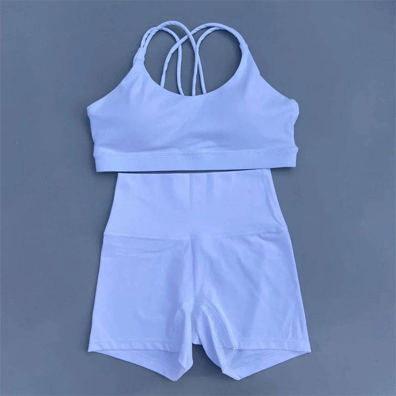 Solid Color Women's Tight Yoga Cycling Shorts Underwear Suit view 2