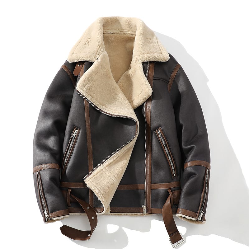 Plus Size Casual Polo Collar Fleece-lined Thickened Fur Jacket view 3