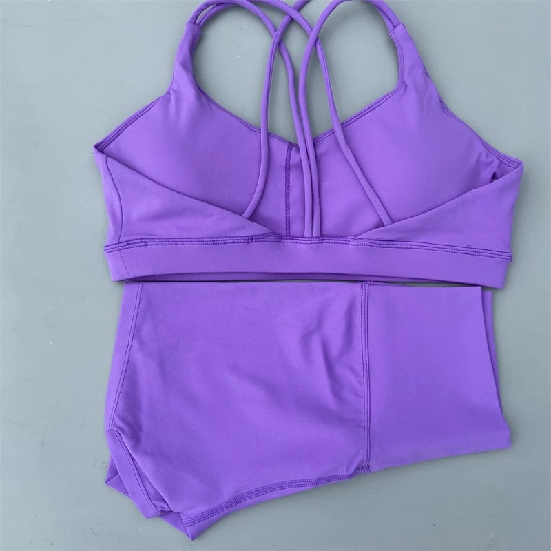 Solid Color Women's Tight Yoga Cycling Shorts Underwear Suit view 3