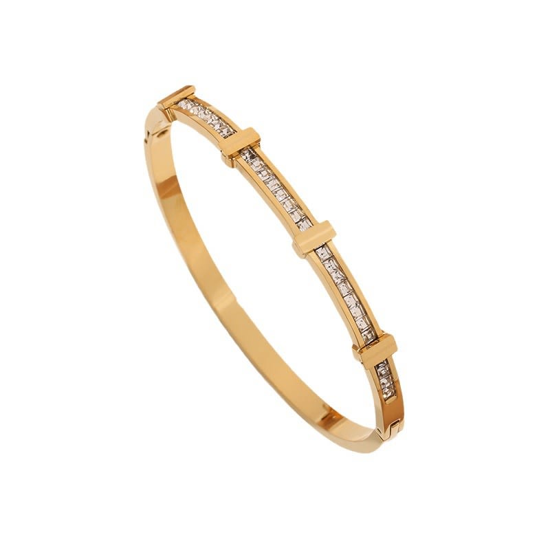 Rhinestone Bracelet Simple Zircon Double Layer Geometric Open Bracelet Jewelry view 5