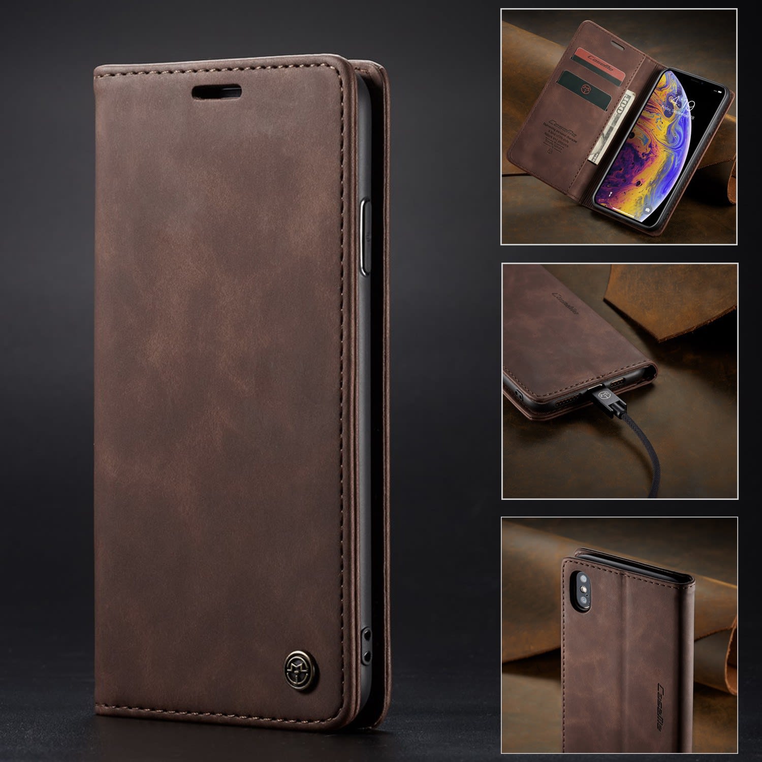 Multifunctional Leather Magnetic Phone Case Card Flip Protective Cover view 4