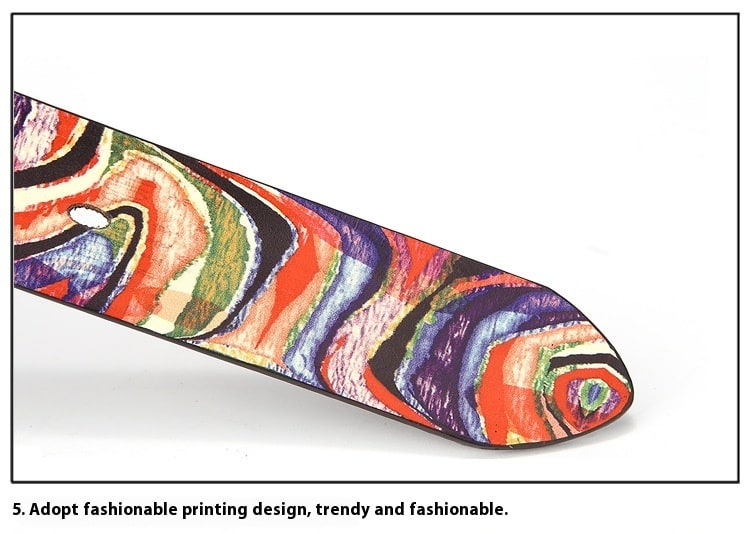 Pure Cowhide Printed Rainbow Graffiti Leather Decorative Belt view 3