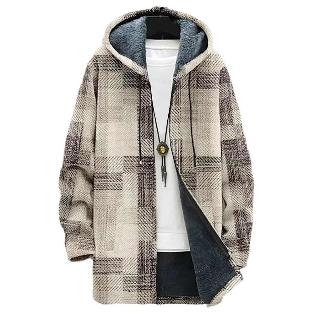 Digital Printed Hat Cardigan Men's Mid-length Trench Coat view 5