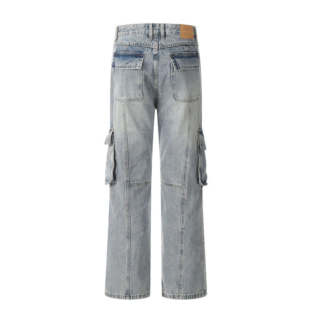 Punk Overalls Denim Trousers Men's Fashion Brand Stitching view 5