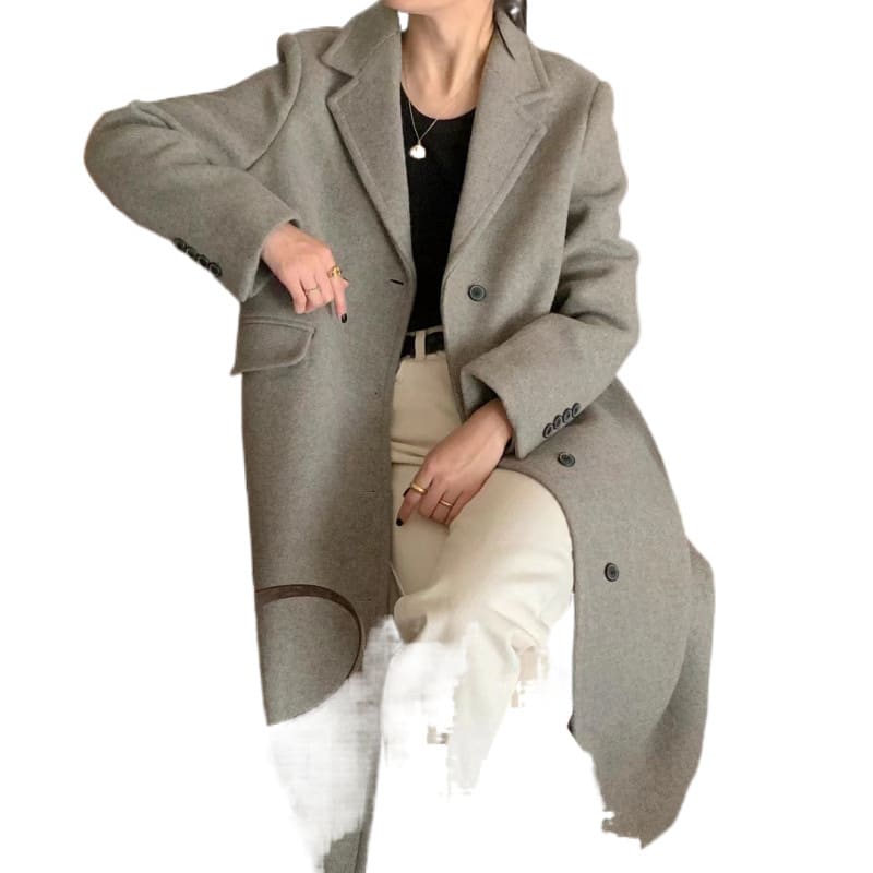Loose Versatile Below The Knee Long Woolen Coat view 7