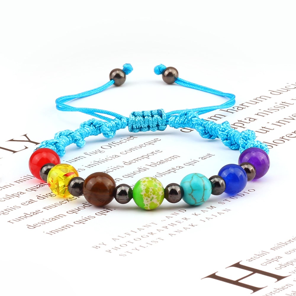 Colorful Stone Beads Bracelet Yoga Woven Hand Strap view 8