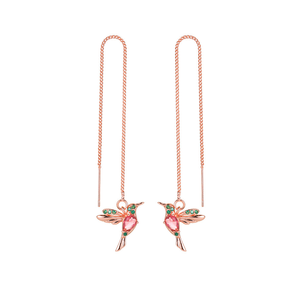 Fashion Jewelry New Unique Little Bird Drop Long Hanging Hummingbird Earrings For Women Elegant Girl Tassel Crystal Pendant Earring Jewelry view 4