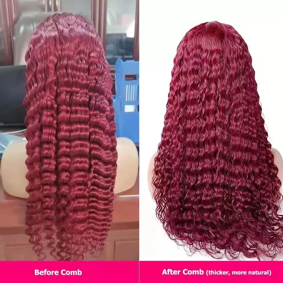 Creative And Versatile Wine Red Long Front Lace Wig view 8