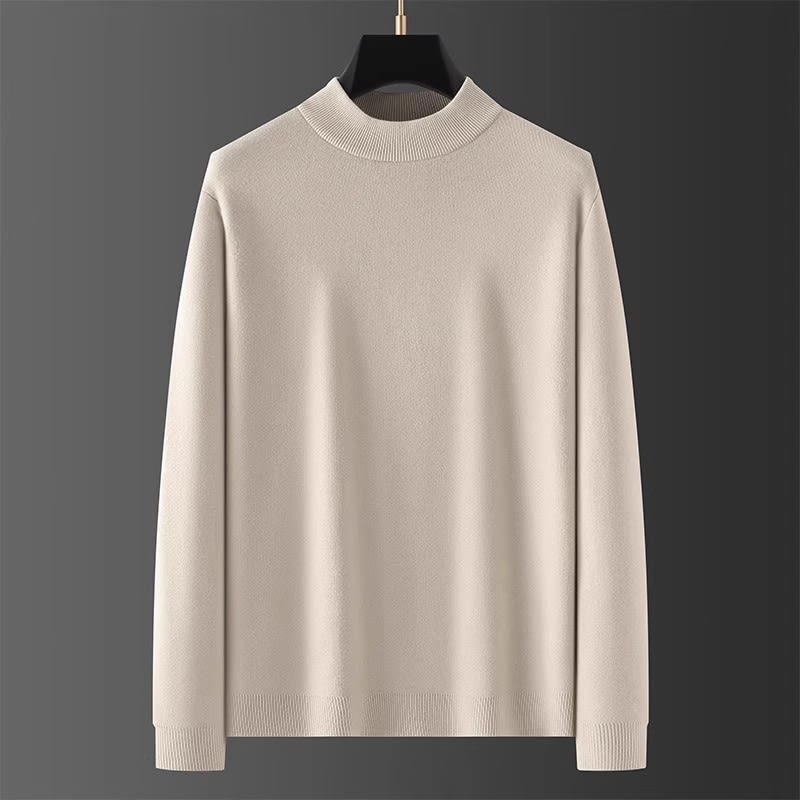 Half High Neck Sweater Men's Slim Fit Solid Color Pullover Knitted Base Sweater view 4