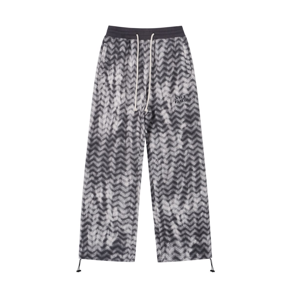 Diamond-shaped Corrugated Plaid Loose Casual Outdoor Contrast Color Drawstring Wide-leg Pants view 2