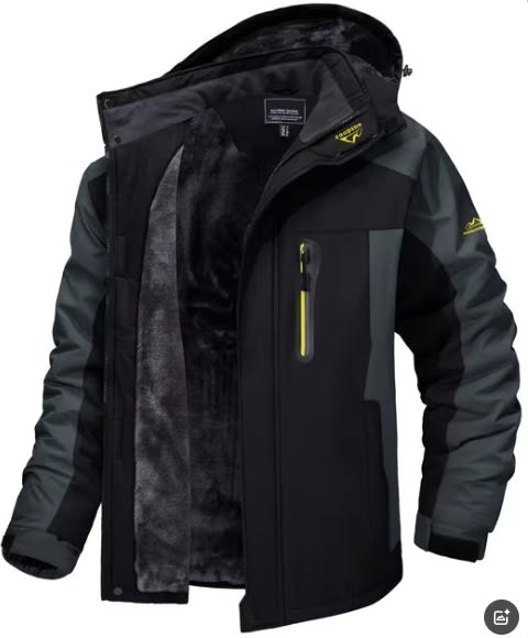Winter Hooded Jacket Fashion Casual Warm Fleece Coat Windproof Rainproof Parka Windbreaker Men's Top view 11